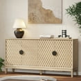 thumbnail image 4 of VineSparkle Bohemian Sideboard with Solid Wood Legs ,Buffet Cabinet with Painted Door Panel- Accent Cabinet for Dining Room, Living Room, or Hallway,Natural, 4 of 11