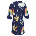 thumbnail image 6 of Rainbow Birds Clouds Rain Womens Dress With Pockets Summer V Neck 3/4 Sleeve Dress Plus Size Loose Dress, 6 of 7