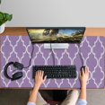 thumbnail image 4 of Long Mouse Pads for Desk,Purple Geometric Quatrefoil Pattern Desk Mats on Top Of Desks, Desk Mouse Pad Extra Large with 3mm Non-Slip Base and Stitched Edge for Gaming,Office,Work,Home 47.3"x23.6", 4 of 6