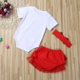 thumbnail image 4 of 3PCS Infant Baby Girl My First Christmas Outfit Clothes Tops Romper Bodysuit+Tutu Shorts Pants Set, 4 of 10
