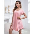 thumbnail image 4 of FEREMO Womens Nightgowns Pleated Soft Nightshirt Short Sleeve Knee Length Loose Sleepwear, 4 of 6