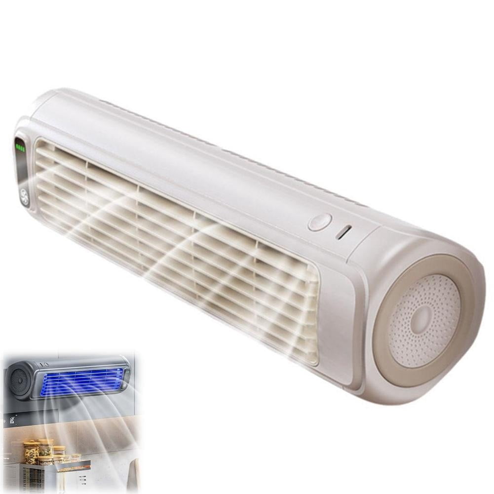 Wall Mounted Fan for Home, Bladeless Personal Cooling Fan with 3 Speeds, No-Drill Installation USB Rechargeable Quiet Fan for Kitchen Bedroom Office