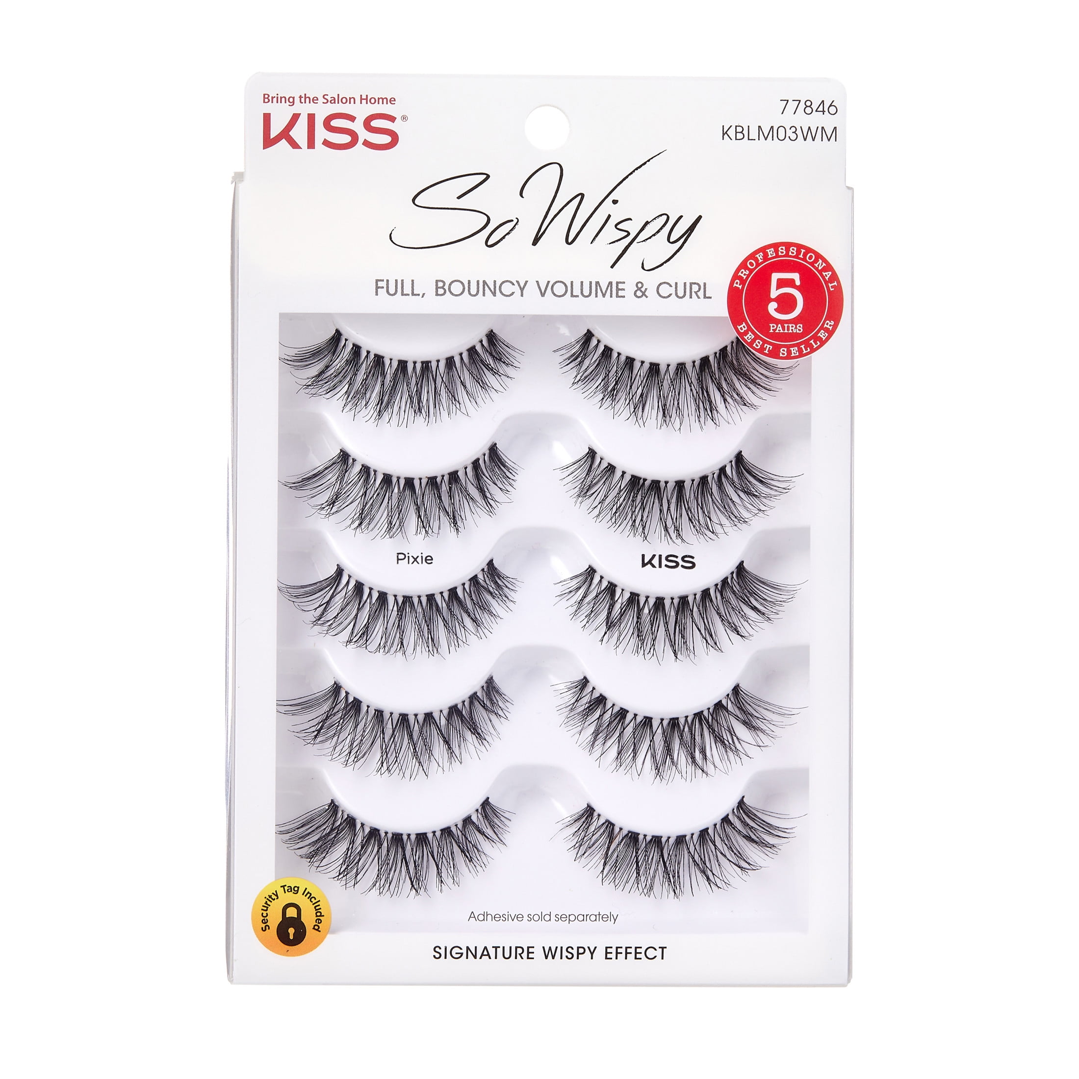 (2 pack) Kiss So Wispy False Eyelashes Multipack, Style 'Pixie', 5 Pairs Strip Lashes