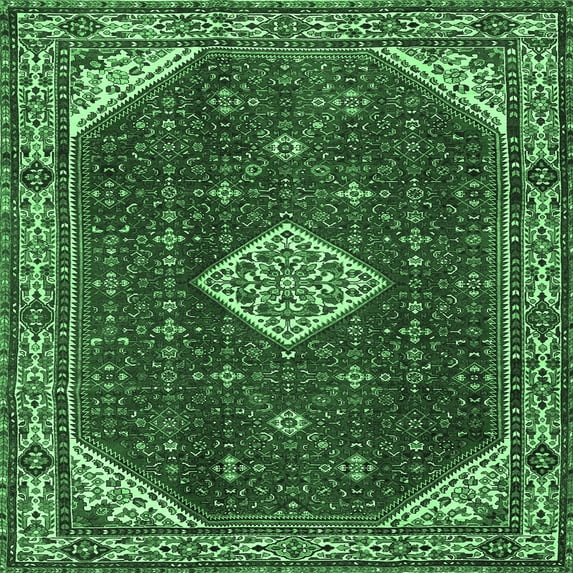 Ahgly Company Indoor Square Medallion Emerald Green Traditional Area Rugs, 7' Square