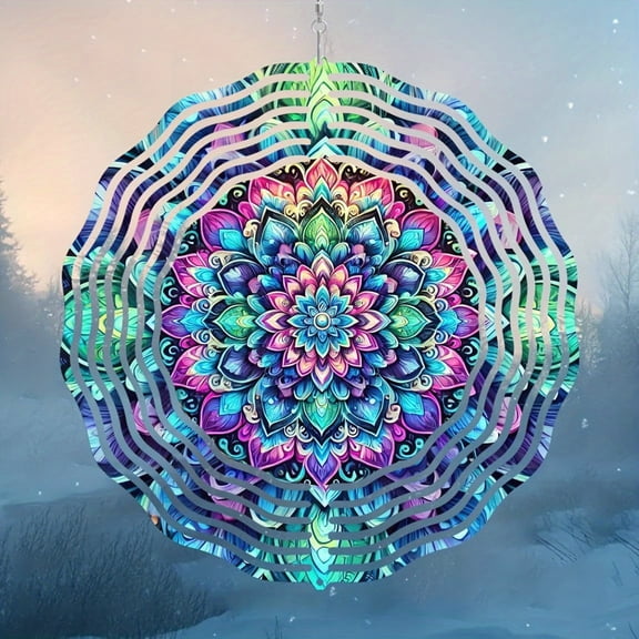 Vibrant Kinetic Mandala Wind Spinner 360 Degree Rotating Metal Decor for Indoor Outdoor Use