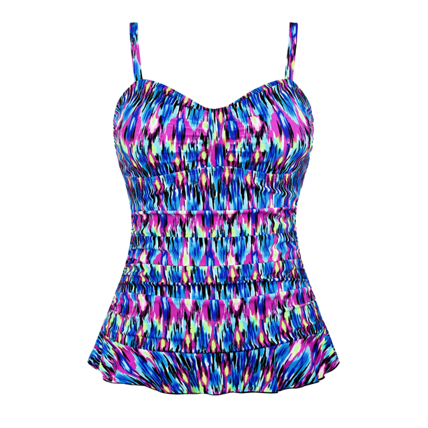 Hilor Plus Size Tankini Top for Women Retro Ruched Swimsuit Top with