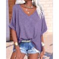 thumbnail image 4 of Camisetas de Gran Tamaño para Mujer, Cuello en V, Corta, Camisetas Holgadas Informales de Verano. Púrpura M, 4 of 9
