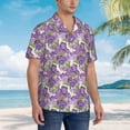 thumbnail image 2 of Lsque Violets Flowers pattern Hawaiian Shirt for Men, Unisex Summer Beach Casual Short Sleeve Button Down Shirts-XX-Large, 2 of 9