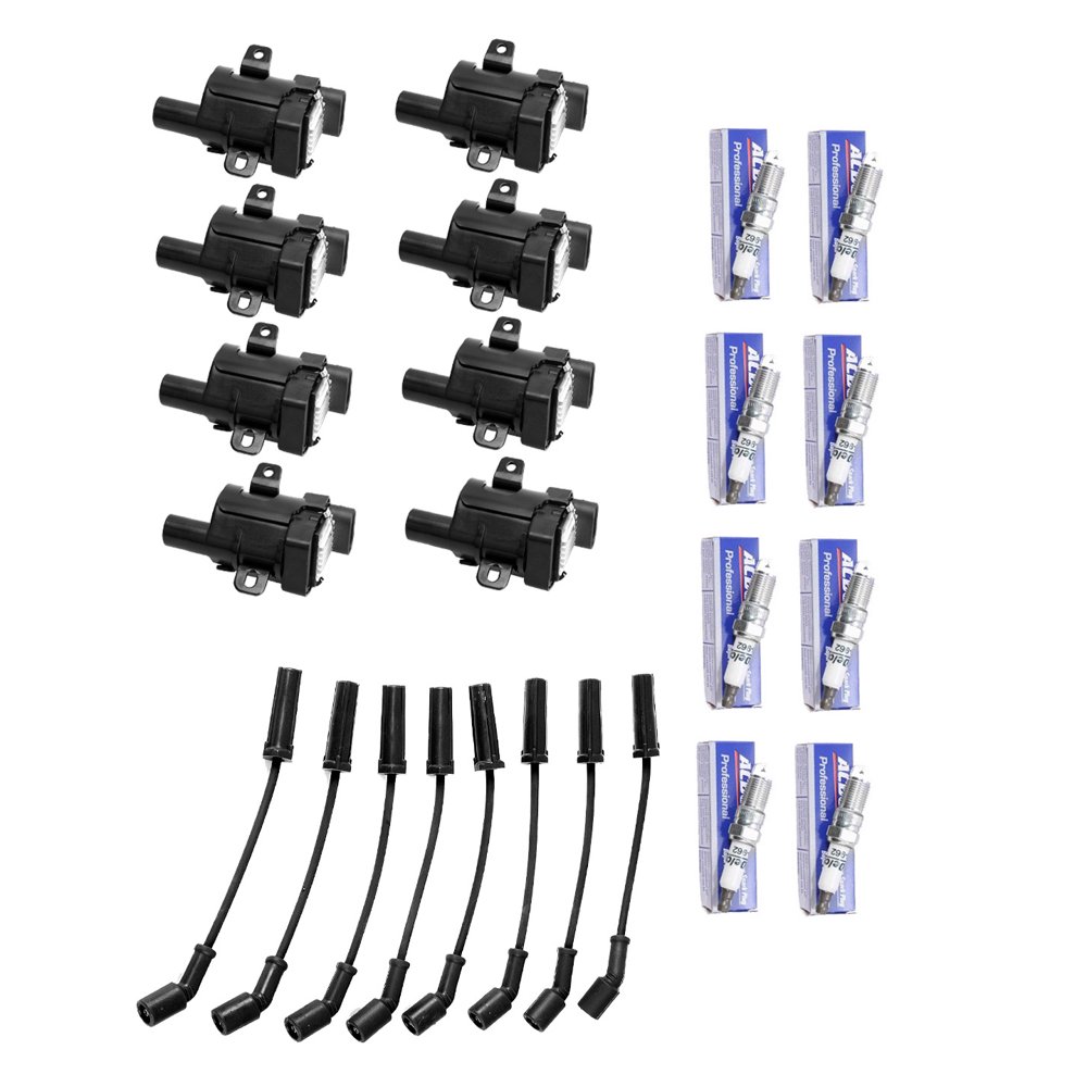 Set of Ignition Coils, Wireset and Spark Plugs Compatible with 2001