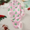 thumbnail image 5 of NIEWTR Christmas Pajamas Toddler Girl Christmas Tree Print 2 Piece Pajama Set Kids Satin Silk PJs Nightgown Outfit Sleepwear Sets (3-4 Years,Pink), 5 of 9