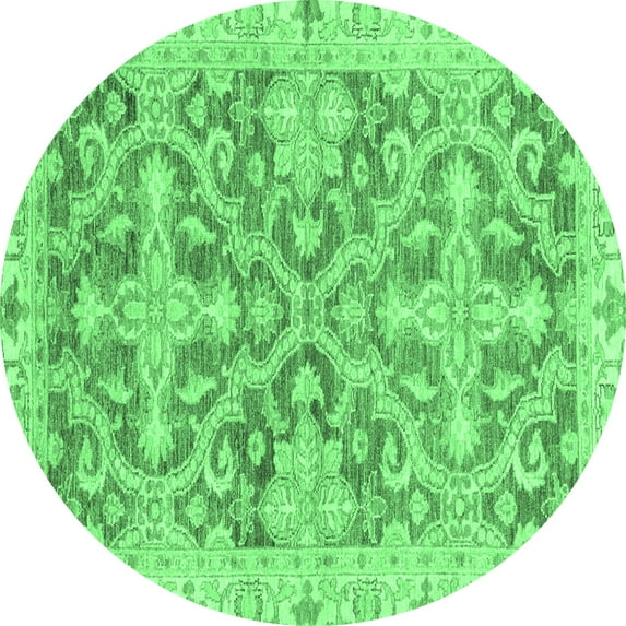 Ahgly Company Indoor Round Oriental Emerald Green Traditional Area Rugs, 4' Round