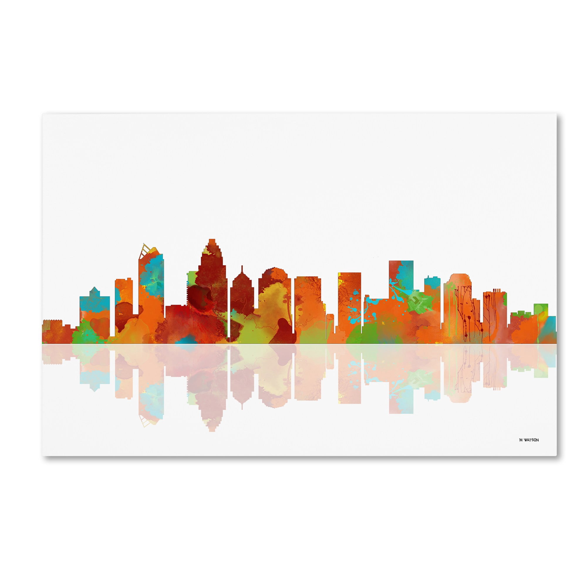 Trademark Fine Art "Charlotte North Carolina Skyline" Canvas Art by Marlene Watson