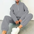 thumbnail image 7 of Oversized Cotton Sweatsuits Tracksuits Two Piece Womens Lounge Outfits 1/2 Zip Sweatshirt Cinch Bottom Sweatpant Sets (M, Gray), 7 of 7