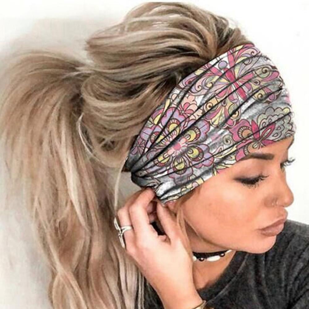 Women Lace Wide Turban Hair Band Knotted Head Wrap Elastic Yoga Headband Hot 
