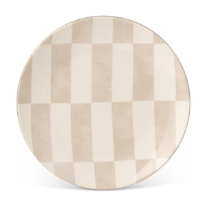 Thyme & Table Celine Ceramic Dinner Plate Tan Checkered