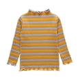 thumbnail image 3 of YDFCWXW Toddler Baby Girls Striped Long Sleeve T-Shirt Lettuce Trim Ribbed Knit Pullover Blouse Top (Orange, 5-6 Years), 3 of 7