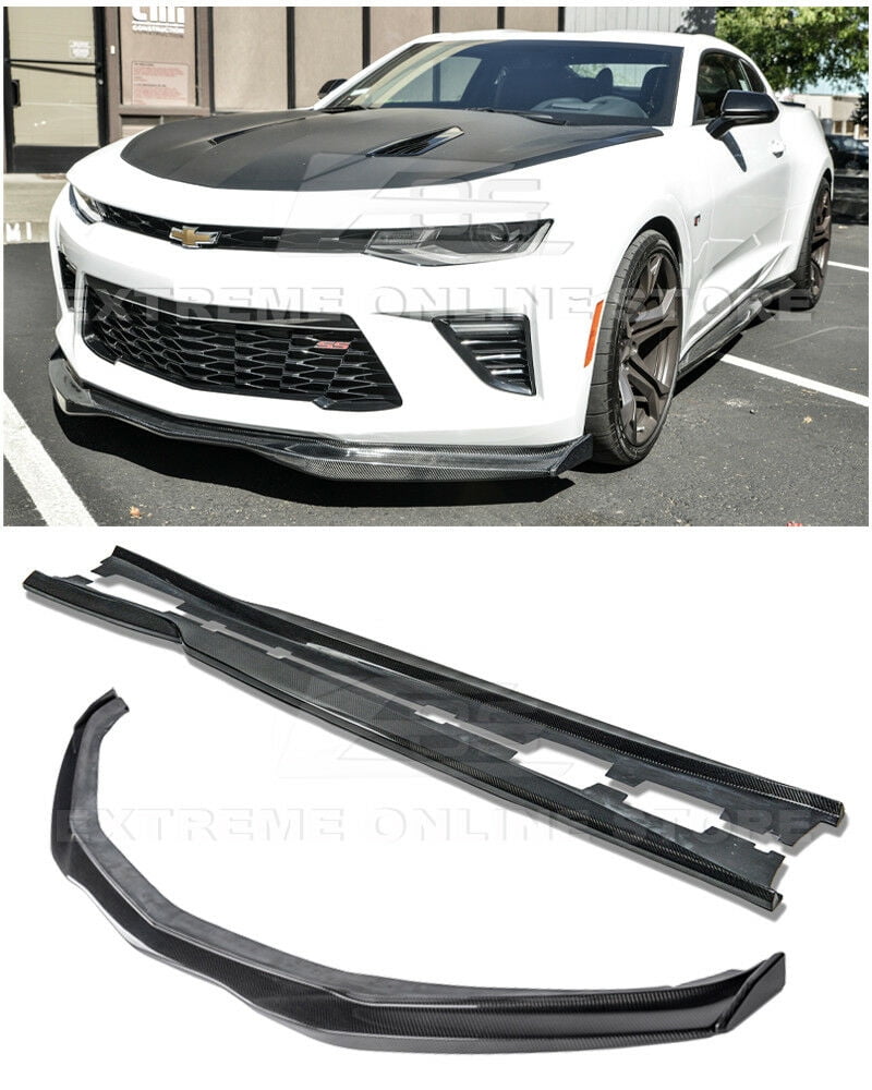 EOS T6 Style CARBON FIBER Front Lip End Caps W/ Side Skirts For 16-18 ...