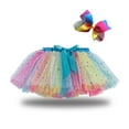 thumbnail image 2 of XQYLOS Rainbow Tutu Skirt Set with Bow Clips, Ballet Recital Dance Skirt for Girls, Gradient Tulle Layered Pageant Skirt & Hair Accessories, Birthday Party Princess Dress Up Outfit, 2 of 3