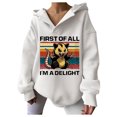 thumbnail image 1 of WEAIXIMIUNG Oversized Sweatshirt First Of All I'M A Letter Printed Hoodie for Women, 1 of 4
