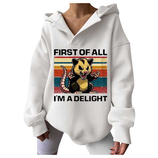 WEAIXIMIUNG Oversized Sweatshirt First Of All I'M A Letter Printed Hoodie for Women