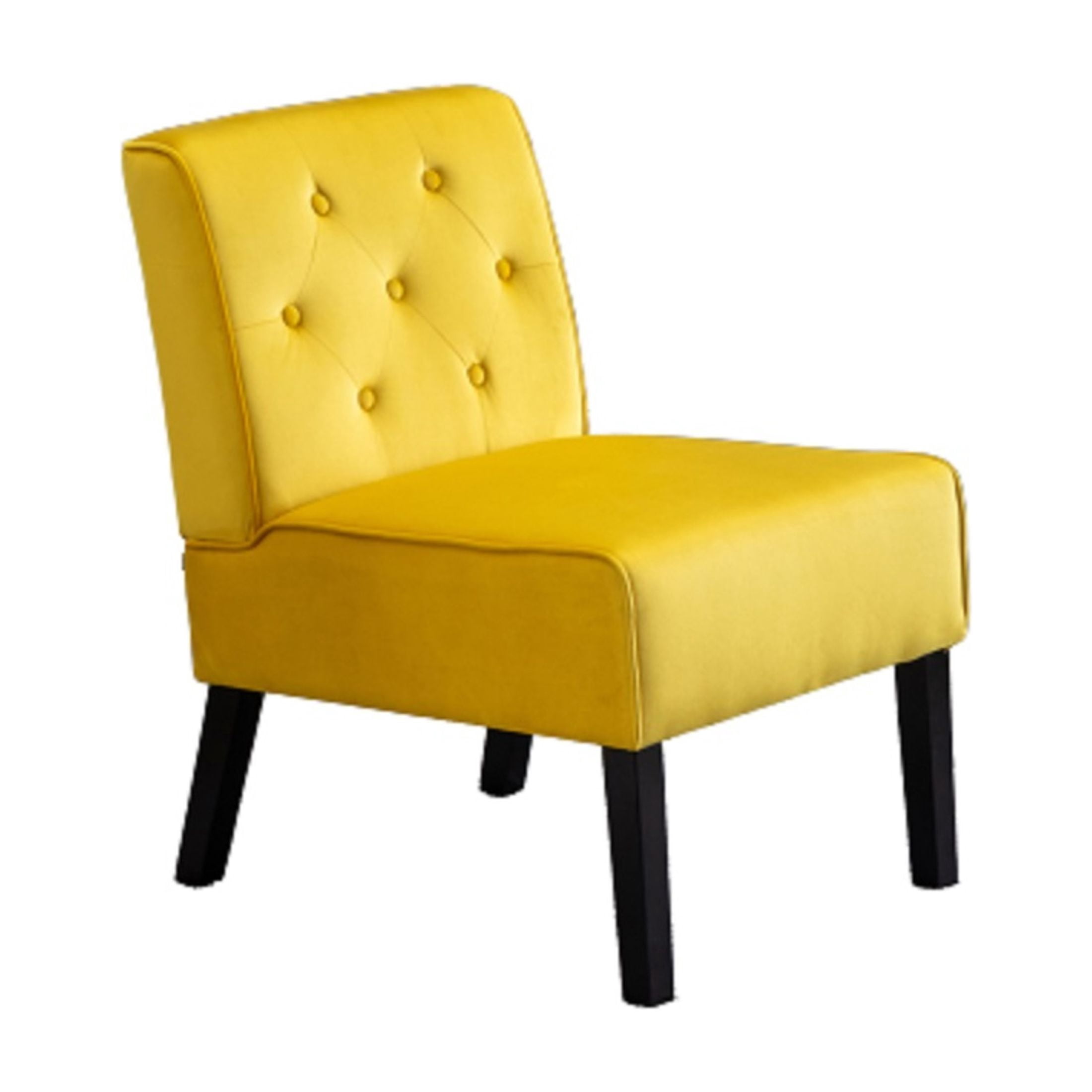 GDF Studio 21" Modern Accent Chairs Set of 2 with Button Tufted Velvet Upholstery, Tapered Wood Legs, Yellow
