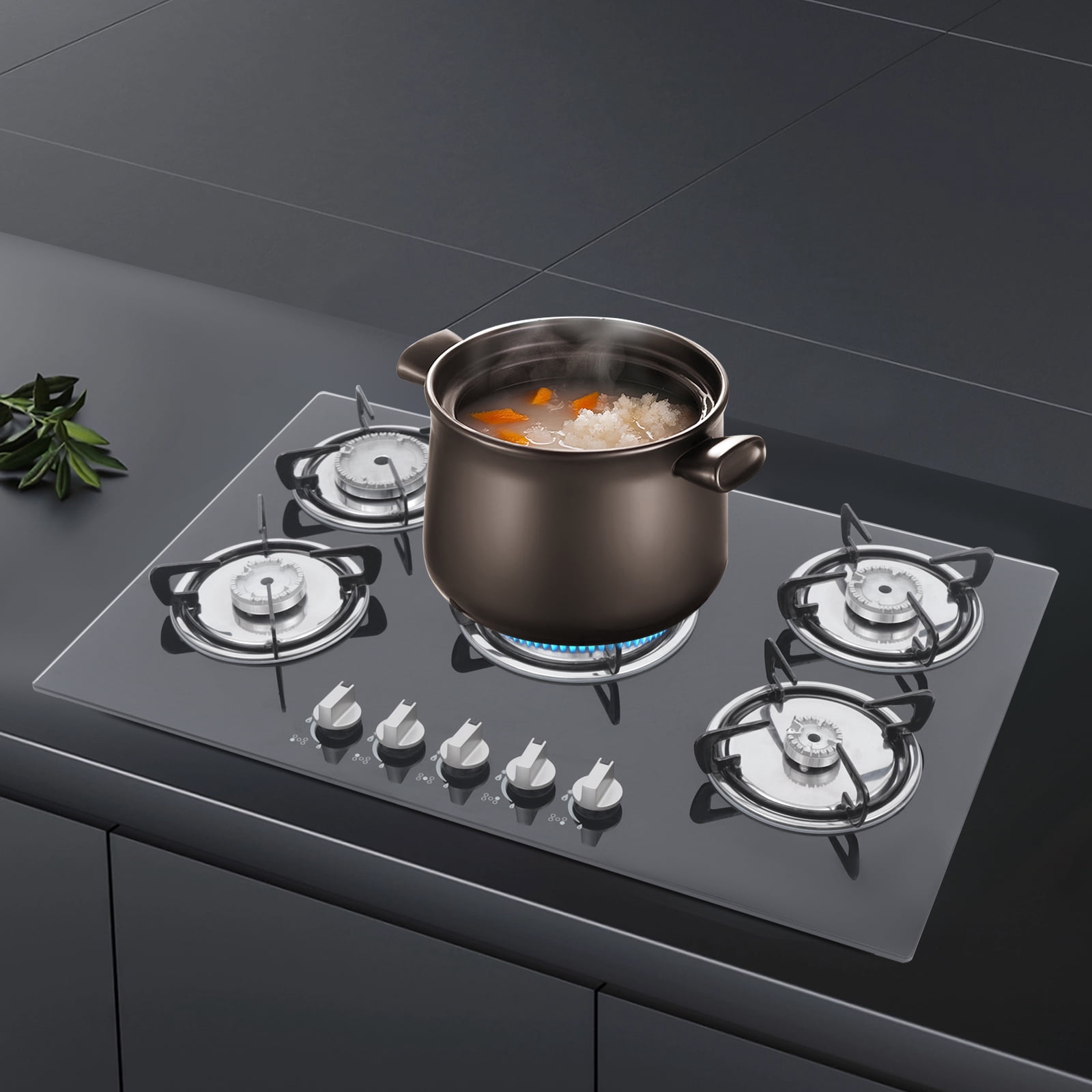 5 Burners Built-In Stove Top Gas Cooktop Burner Kitchen Cooktop Gas Cooking for Homes or Restaurants