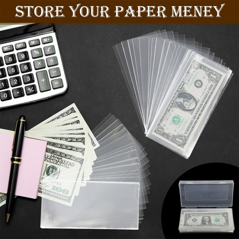 NOGIS Plastic Dollar Bill Holder with Storage Case, 100pc