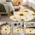 thumbnail image 5 of Round Rugs 7Ft, Vintage Sunflowers Round Area Rug Washable Indoor Throw Carpet, Elegant Pastoral Watercolor Botanical Large Non Slip Circle Rug for Dining Room Playroom Home Decor Aesthetic, 5 of 8