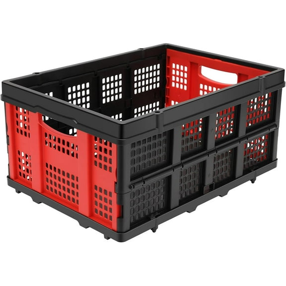 50L Collapsible Utility Crate, Hand Trucks Foldable Storage Bin Organizer, Hand Trucks Stackable Folding Crate Plastic Folding Baskets(1 Pack)