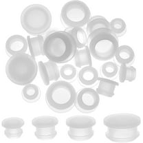 24Pcs 4 Sizes Silicone Stoppers for Salt and Pepper Shakers 1/2 15/32 23/64 11/16 Inch Salt Plug Stopper Replacement Bottle Caps Reusable Clear Round End Cap Corks for Bottles Pipes Pots White