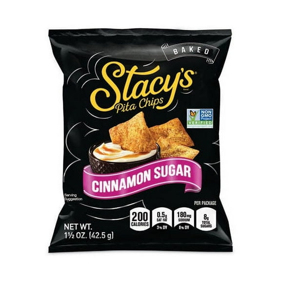 1Pack Stacy's Pita Chips, 1.5 oz Bag, Cinnamon Sugar, 24/Carton, (20900651)