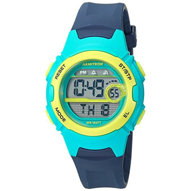Armitron Sport Womens 45 7088NVY Teal and Lime Green Accented