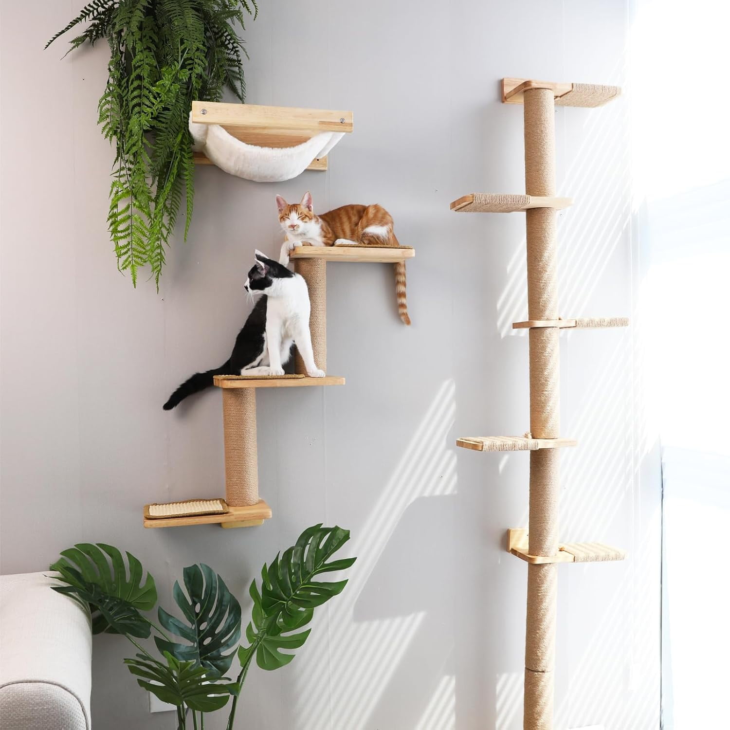 Wall Shelves 3-in-1 Transformable Scratching Post for Cats,  Wall Mounted Jungle Perch Platform for Climbing Playing Napping