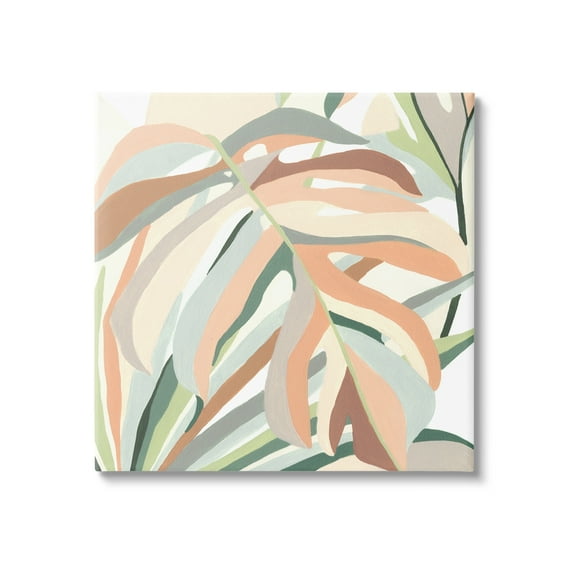Stupell Industries Monstera Plant Leaf Soft Hues Botanical & Floral Painting Gallery Wrapped Canvas Print Wall Art