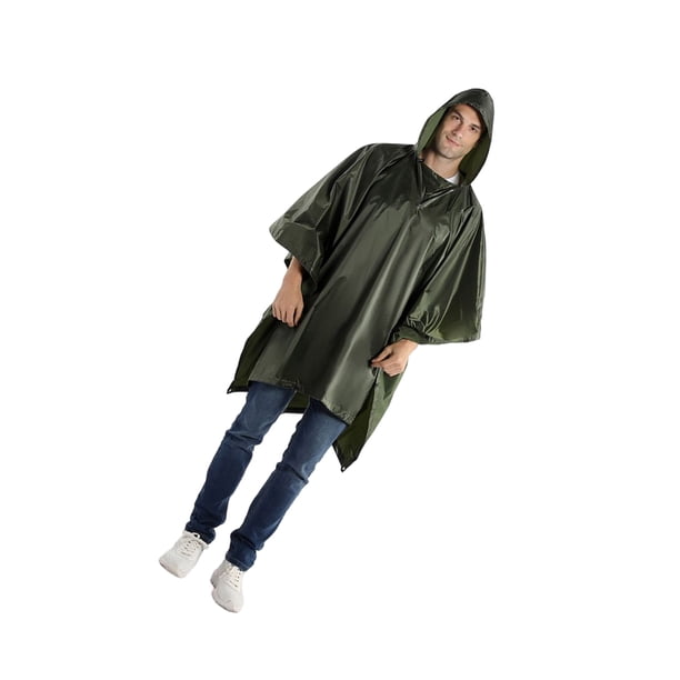 Yuarrent Chubasquero Unisex senderismo Camping Poncho con capucha impermeable a prueba de viento impermeable Camping ropa impermeable cubierta de lluvia Paraguas de lluvia Verde Yuarrent HA067073-05
