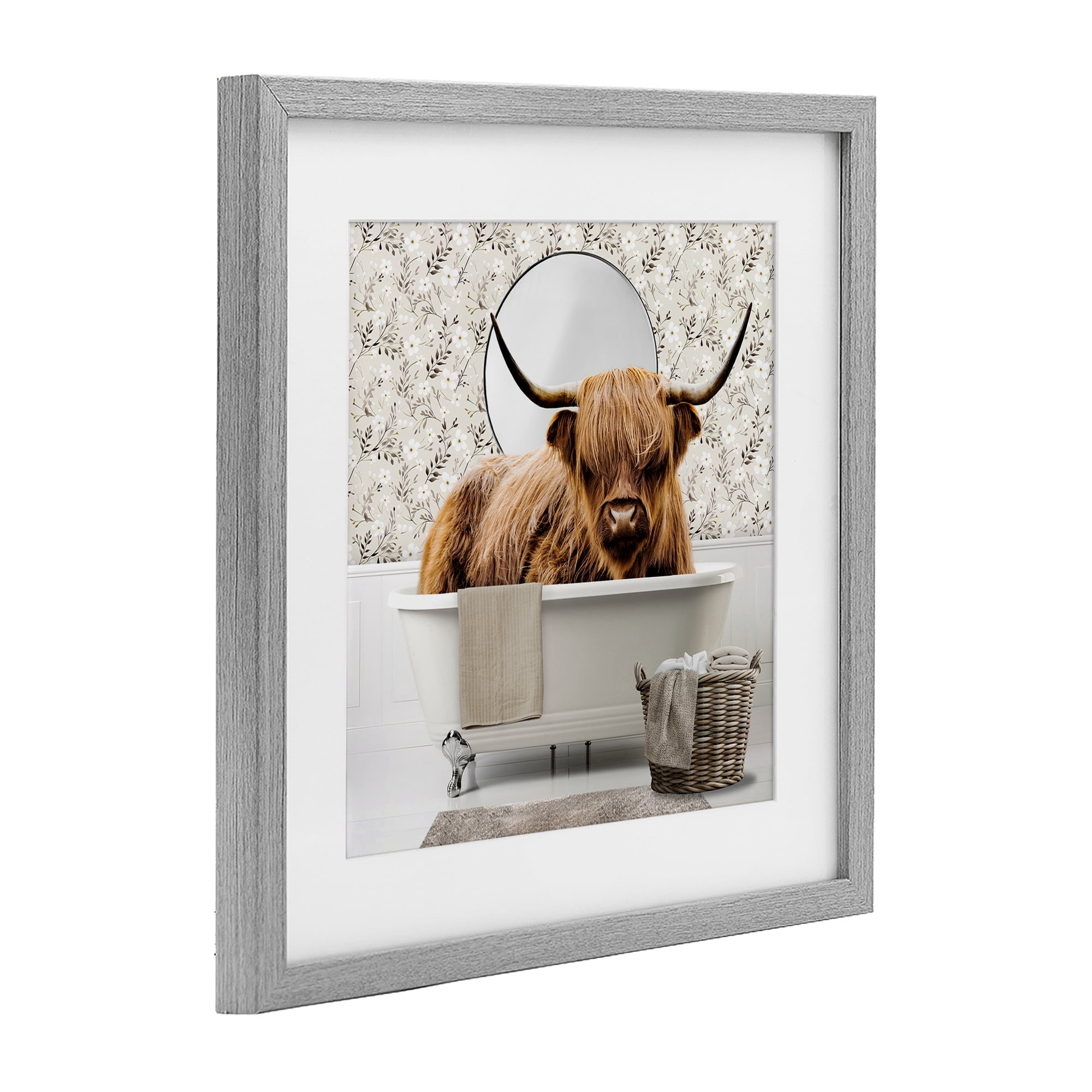 Stupell Industries Cottage Cattle Bath Time Gray Framed Print Under Glass, design by CAD Designs