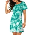 thumbnail image 2 of Blue Tie Dye Hippie Women'S Nightgown Sleepwear Short Sleeves Nightshirt Loose Comfy Pajama Large, 2 of 8