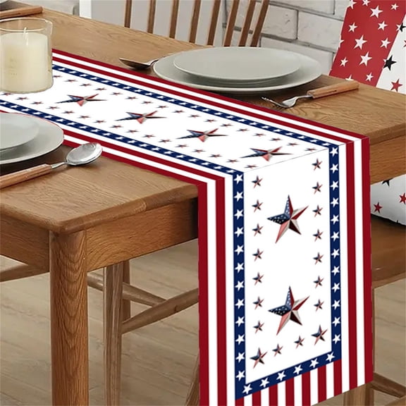 250 Anniversary Usa 4Th Of July Independence Day Decorations Red, White Blue Creative Independence Day Polyester Cotton Printed Table Flag Table Decorations