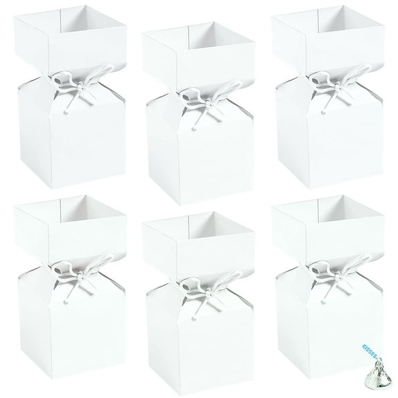 Fun Express White Vertical Square Hourglass Favor Boxes Bulk 48 Pieces