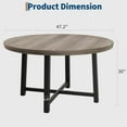 thumbnail image 4 of Studyset Round Dining Table for 4-6,47 inch Wood Dining Room Table with Sturdy Metal Frame & Rustic Brown Finish,Industrial Dinner Table,Large Round Table Circle Kitchen Table for Dining Room,Kitchen, 4 of 7