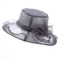 thumbnail image 2 of Lroveb Fascinators Hats for Women Fancy Flower Organza Wedding Tea Party Hat Wide Brim Beach Sun Hat, 2 of 3