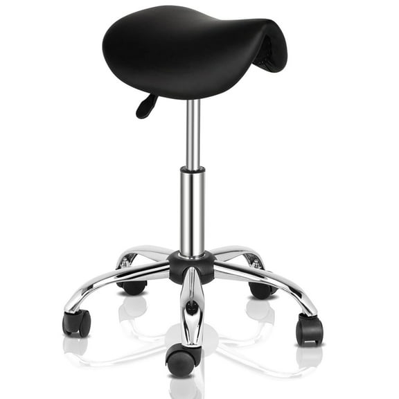UBesGoo Ergonomic Salon Stool, Adjustable Hydraulic Saddle Stool Chair, Black