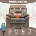 thumbnail image 3 of SYNGAR Large Power Lift Recliner with Massage and Heat, Oversized Wide with Hidden Cup Holders and Side Pockets, Ergonomic Lounge Chair for Home Theater Living Room, Remote Control, Beige Brown, 3 of 13