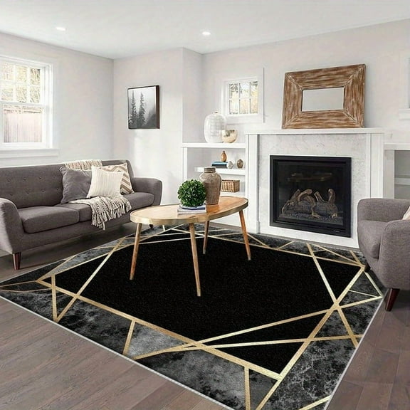 1PC Geometric Pattern Area Rug Local Carpet, Lightweight Washable Easy-to-Tidy Carpet Mat Festival Gift, Suitable for Living Room, Bedroom, Dining Room, Office, Balcony, Room Accessones