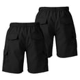 thumbnail image 6 of YNGKMEA 2 Pack Men's Cargo Shorts Casual Elastic Waist Shorts Vintage Classic Workout Cargo Shorts Relaxed Fit Outdoor Hiking Short with Pockets Black S, 6 of 9