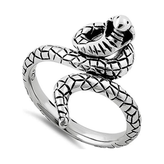 925 Sterling Silver Oxidized Platinum Plated Cobra Snake Women Valentines Day Gifts Ring