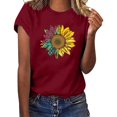 thumbnail image 4 of Pompotops Mode Adulte Femme Col Rond Manches Courtes T-Shirt Imprimé Ample Court, 4 of 8