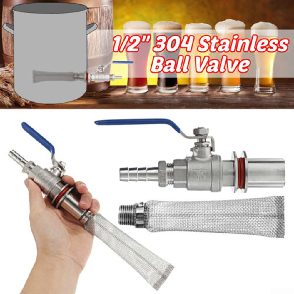 Ball Valve 1/2'' Weldless Kettle Pot Filter Stainless Steel For Homebrew Replace 