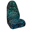 thumbnail image 2 of FUIALDOLG Teal Heart Floral Pattern Bucket Seat Protector, Warp Kitted Terry Cloth Washable Cover, Universal Fit for Van Cars SUVs Drivers, 2 of 7