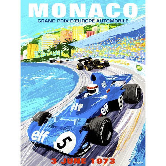 Monaco Europe Grand Prix 1973 Motor Sport Racing Formula 1 Race Vintage Advert Unframed Wall Art Print Poster Home Decor Premium